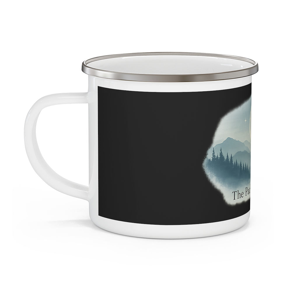 Thumbnail: The Pack Is Forever Enamel Camping Mug – Wildborn Moon & Pines | 12oz