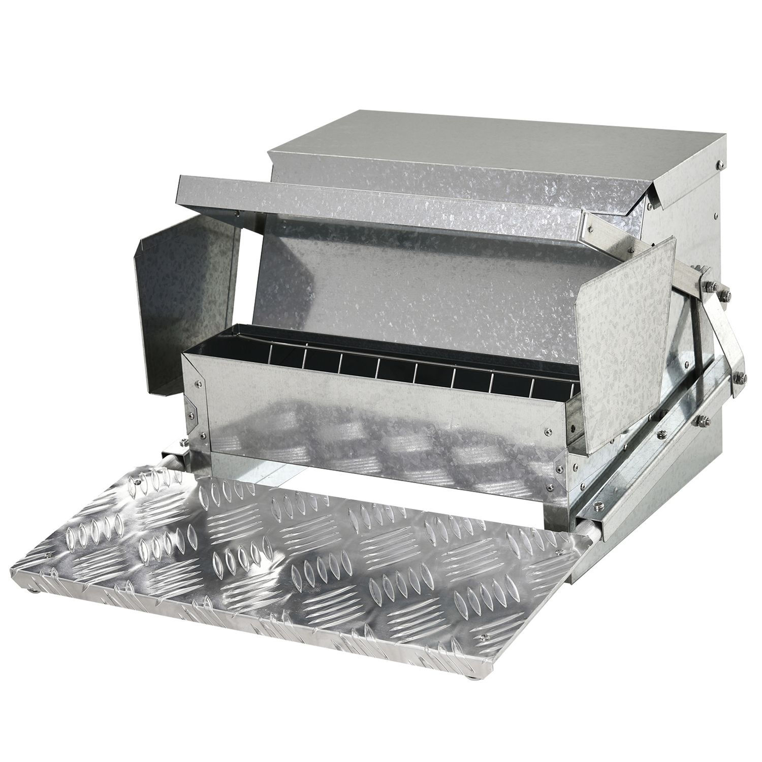 25 lbs Capacity Automatic Chicken Poultry Feeder with a Galvanized Steel and Alu