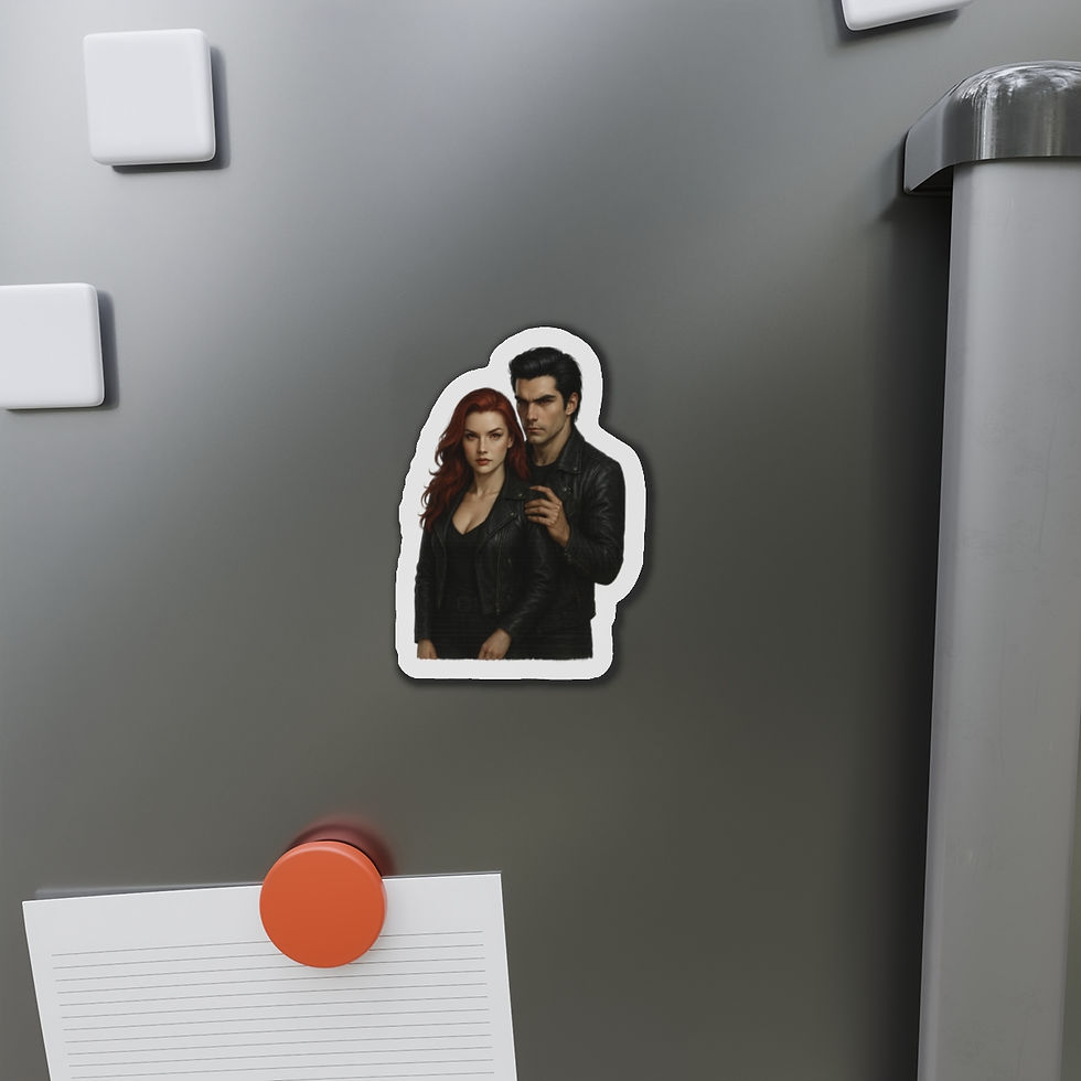 Thumbnail: Two people on a magnet. Phoenix & Forge Magnet — Alpha Partners Die-Cut Vinyl Magnet