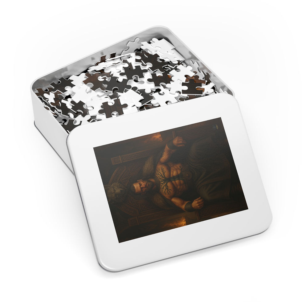 Thumbnail: Puzzle box with puzzle pieces and artwork inside. Burn What’s Left of Me.