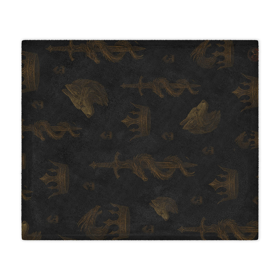 Thumbnail: Abstract pattern featuring snakes and faces on a black background, house of havoc hoodie