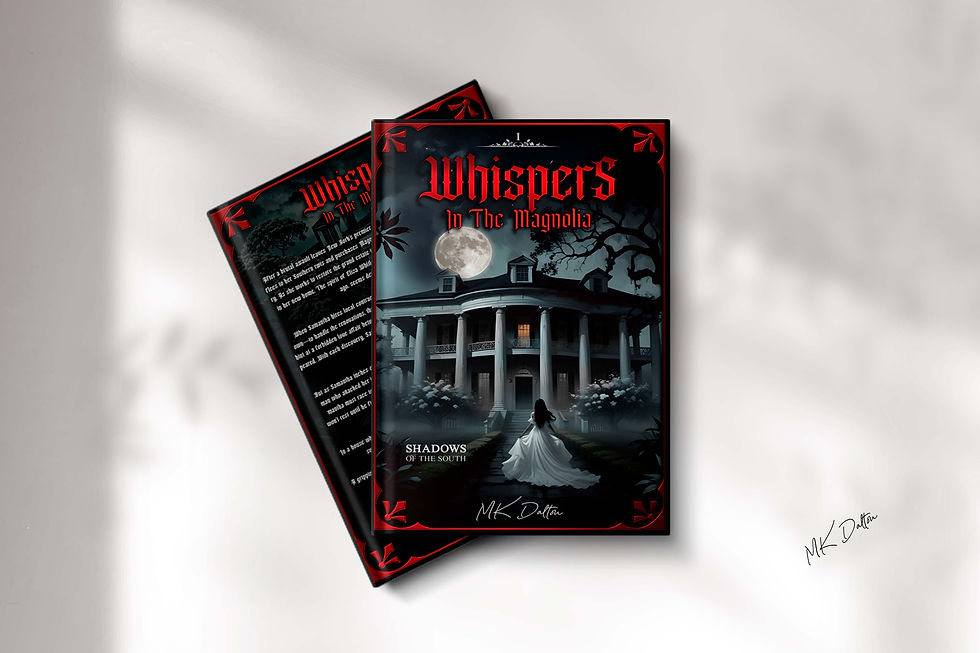 Thumbnail: Whispers in the Magnolia book cover with a mansion and full moon.