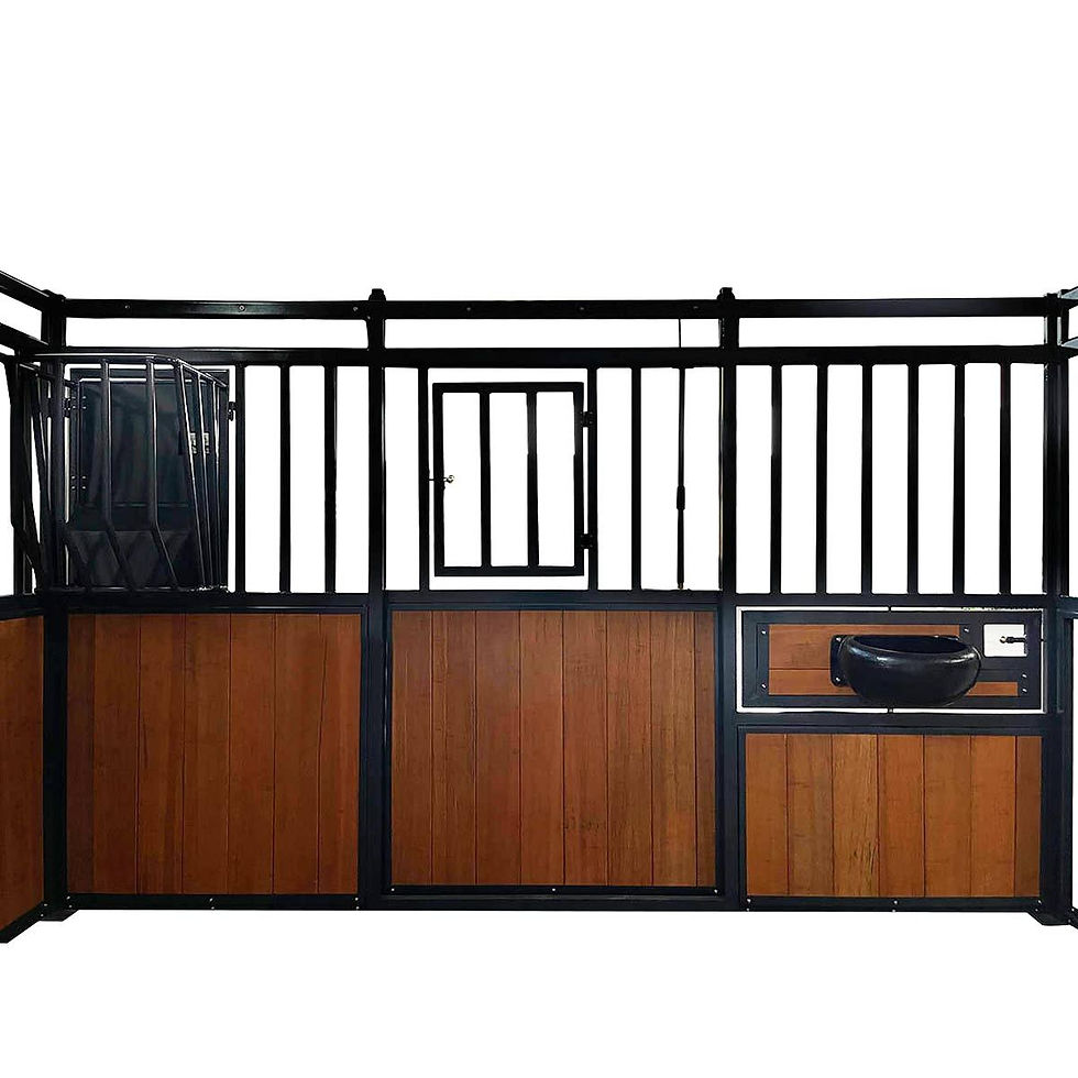 Thumbnail: 12' Bamboo Horse Stall Panel with Vertical Bar Top & Window Feeder