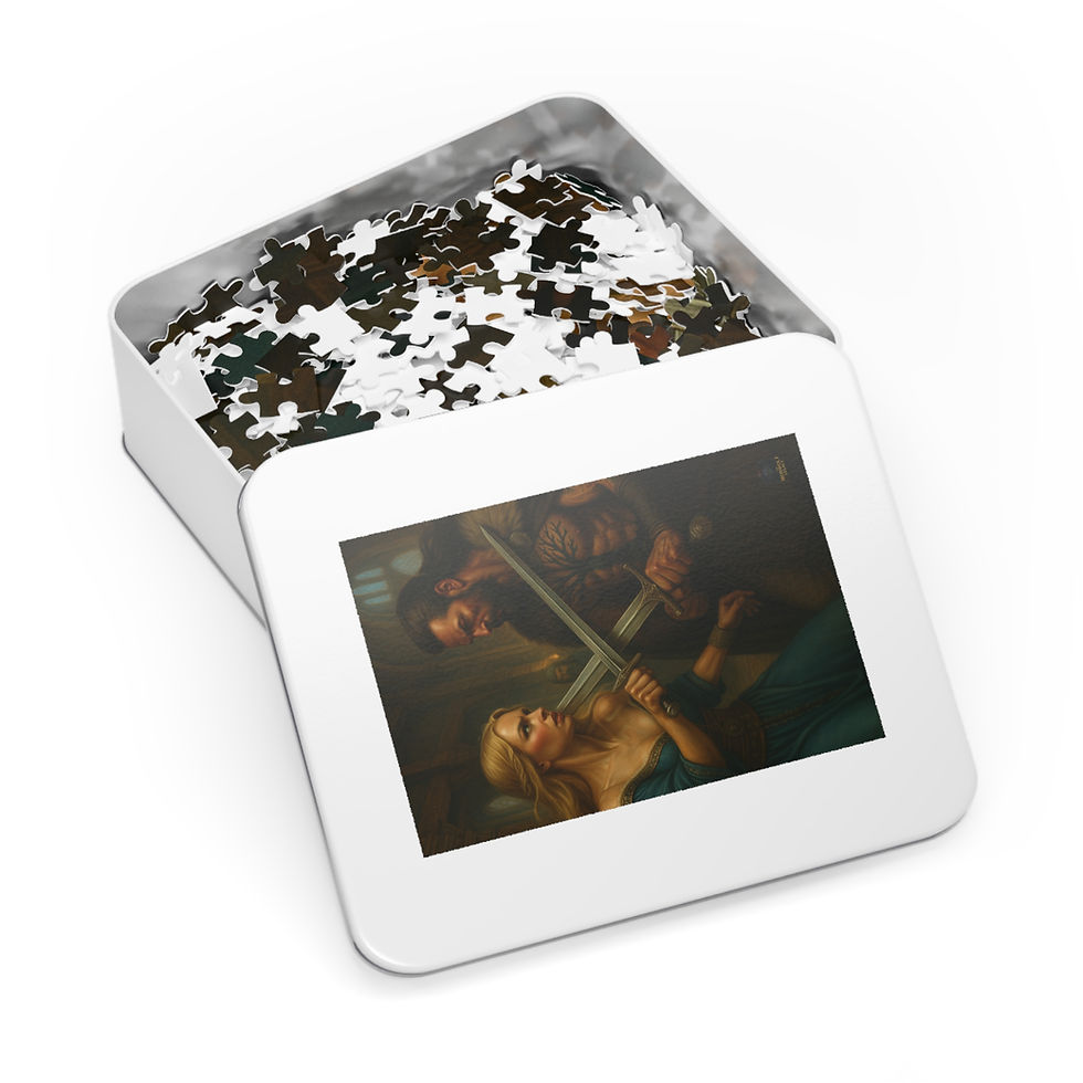 Thumbnail: Puzzle box with image of dark fantasy scene, Burn What’s Left of Me, epic fantasy love song