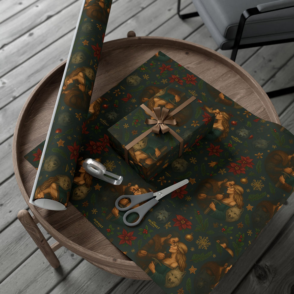 Thumbnail: Gift-wrapping supplies on a wooden table with scissors and brown wrapped present.