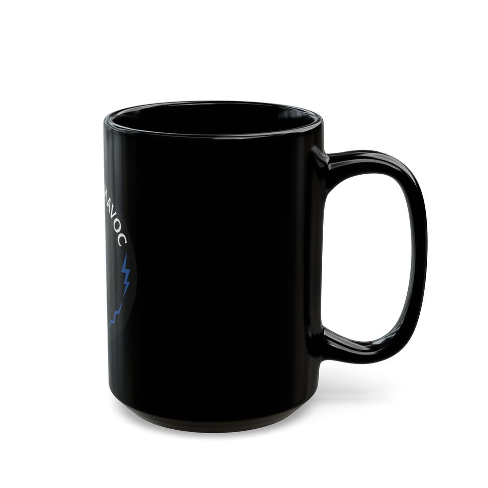 Thumbnail: Black mug with HAVOC text, coffee cup, drinkware, burn what’s left of me