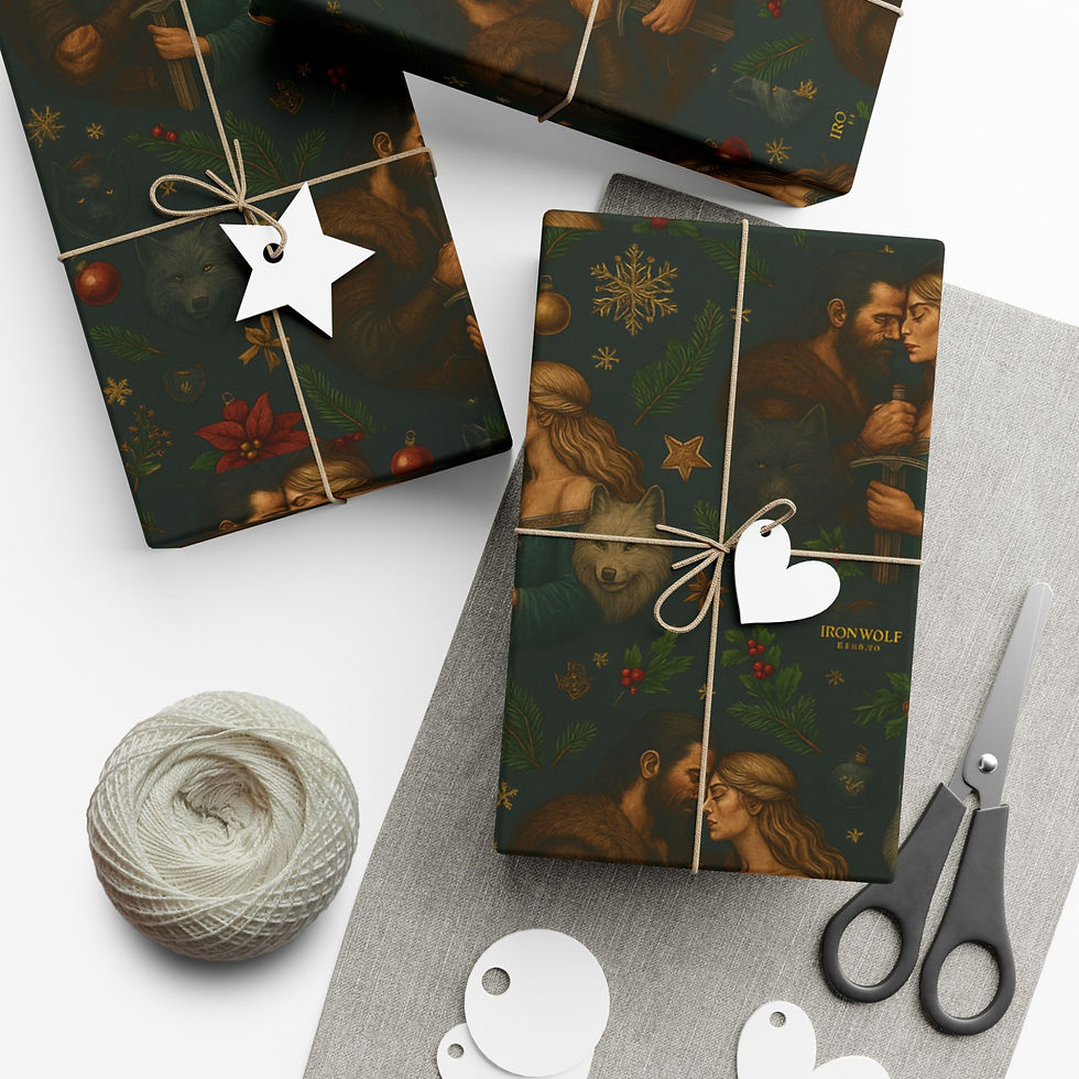 Thumbnail: Wrapped gifts with ribbon and tags, scissors on craft paper background, Christmas theme