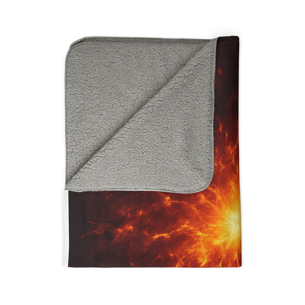 Thumbnail: Let Chaos Out Sherpa Fleece Blanket | Dark Fantasy Fire Design 