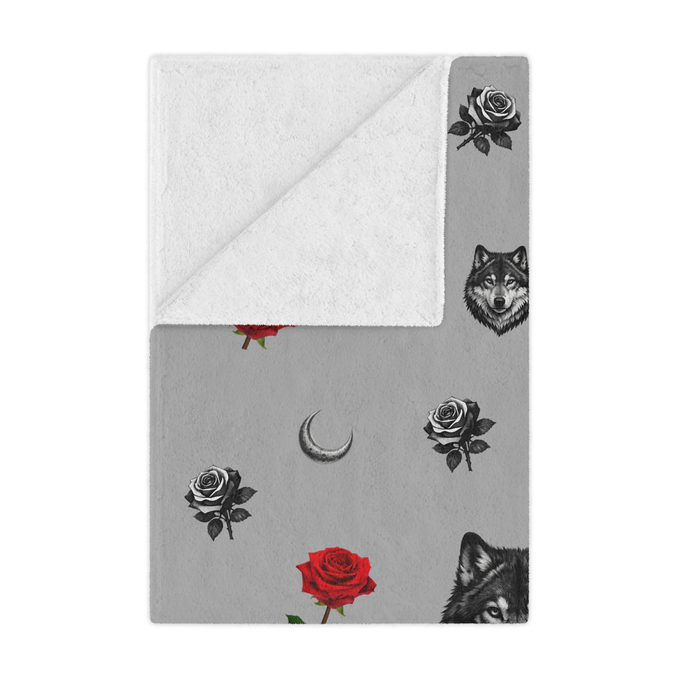 Thumbnail: Moonbound Wolves & Roses Minky Blanket
