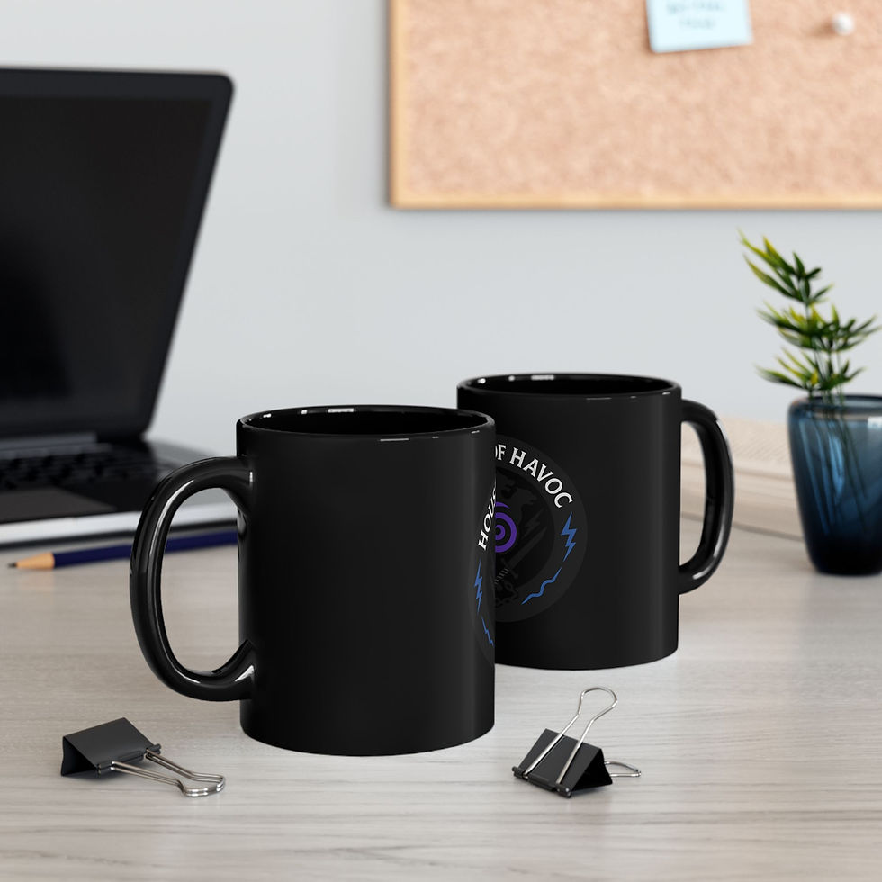 Thumbnail: Two black mugs with text: 