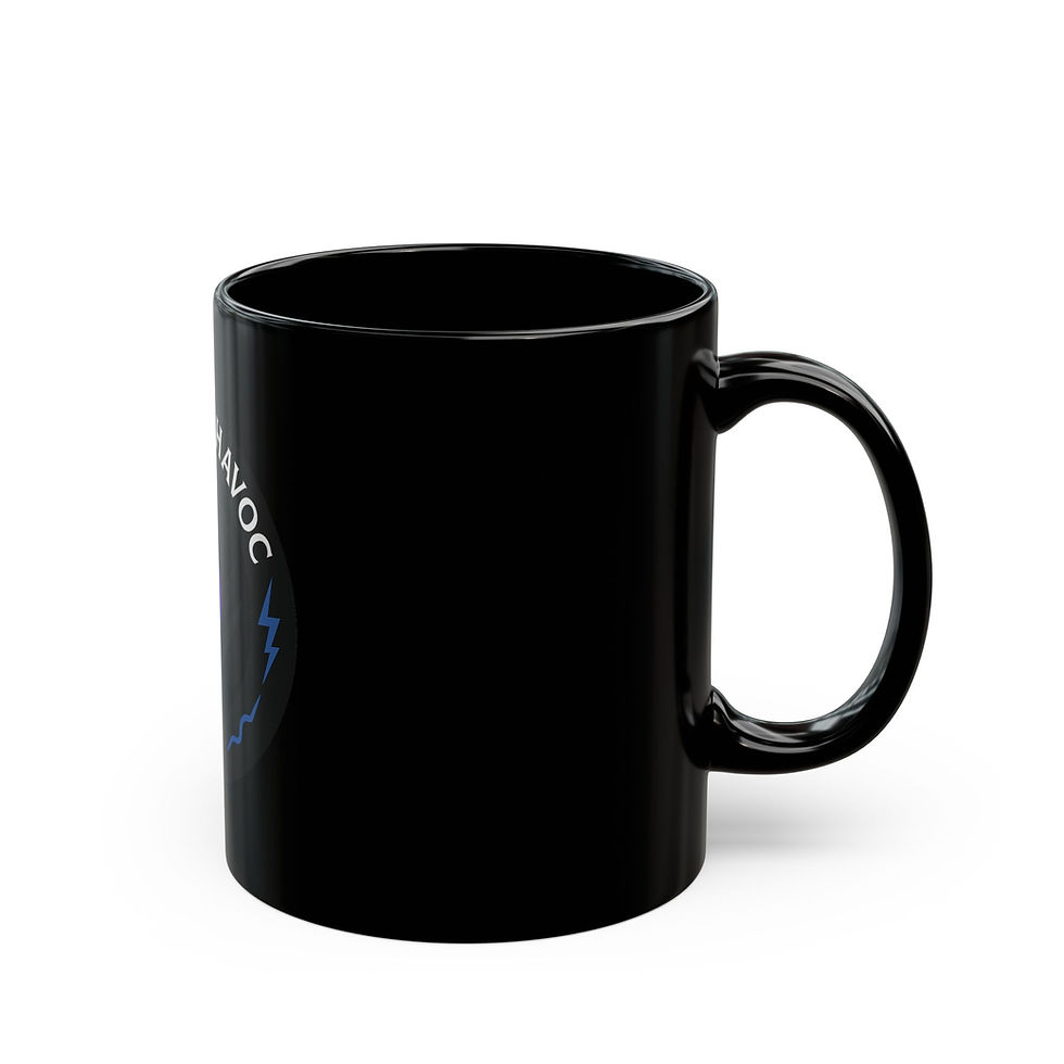 Thumbnail: Black mug with blue text and a lightning bolt symbol. Burn What’s Left of Me.