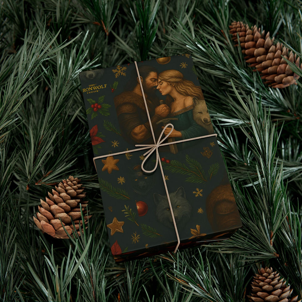 Thumbnail: Wrapped gift with artwork, twine, pine needles, and pine cones. Festive and ready.