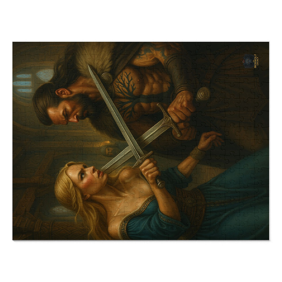 Thumbnail: Warrior attacks woman with sword, intense battle scene, Burn What’s Left of Me, epic fantasy love song