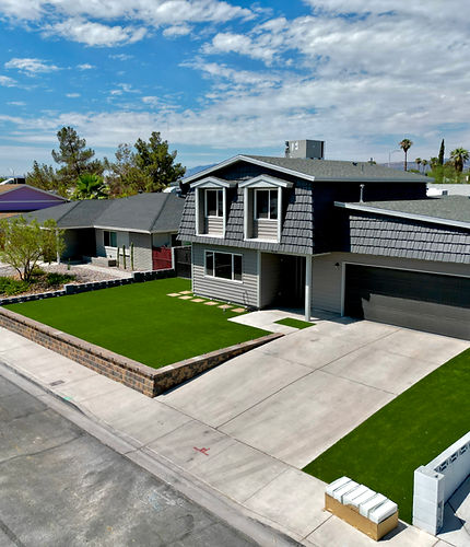 Artificial turf front yard installed by The Turf Guy with Big Bully Turf in the Las Vegas Valley