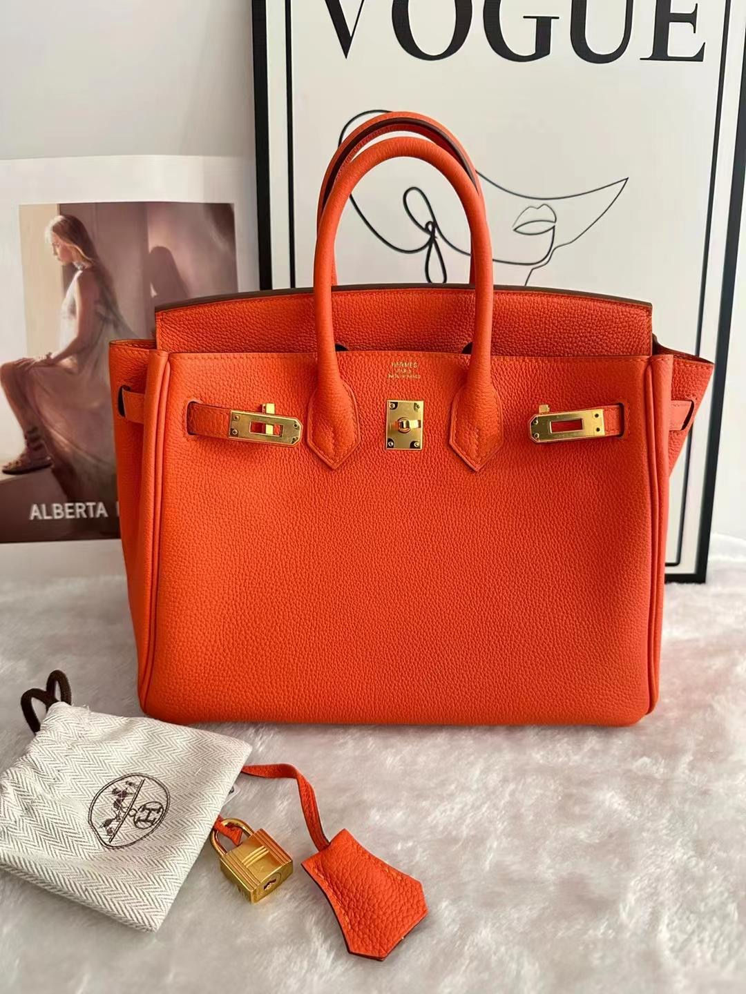 Birkin 25 | Orange | GHW | Togo | D stamp