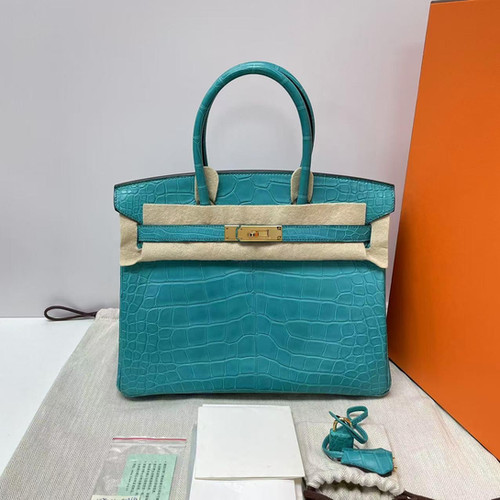 Hermès Birkin 30 | Blue Poan | GHW | Matte Croco | Y Stamp