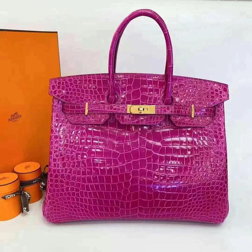 Hermès Birkin 35 | J5 Rose Scheherazade | GHW | Shiny Crocodile