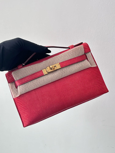 Hermès Kelly Pochette | Bougainvllea | GHW | Lizard | Square Q Stamp