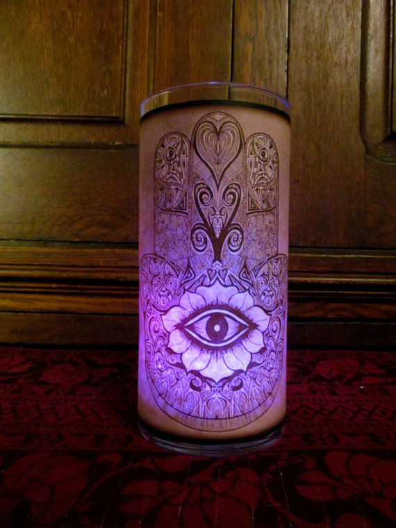 The Parchment Collection: Hamsa Hand B Color Changing Candleholder ~ Gypsy