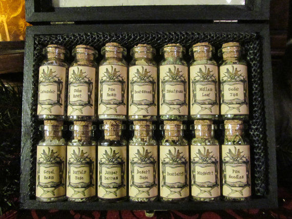 Thumbnail: Shaman's Herb Box Set ~ herb jars, spells, herb set, mini box set, apothecary