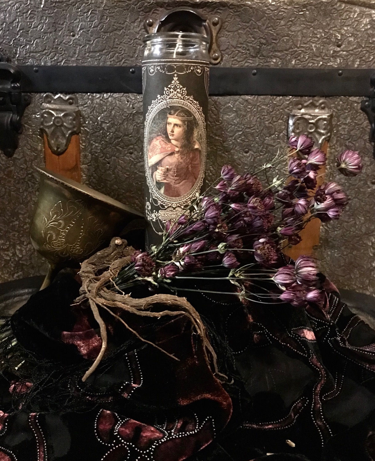 Golden Chalice (Black Flame Candle) ~ Ritual, Offerings, decor, decoration