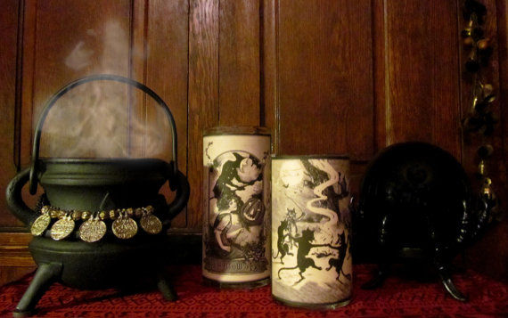 Thumbnail: All Hallows Collection: Parchment Collection Candleholder ~ halloween, Samhain
