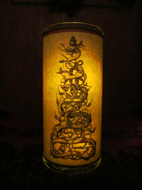 Thumbnail: Basilisk in Parchment: Parchment Collection Candleholder ~ symbol, snake, decor