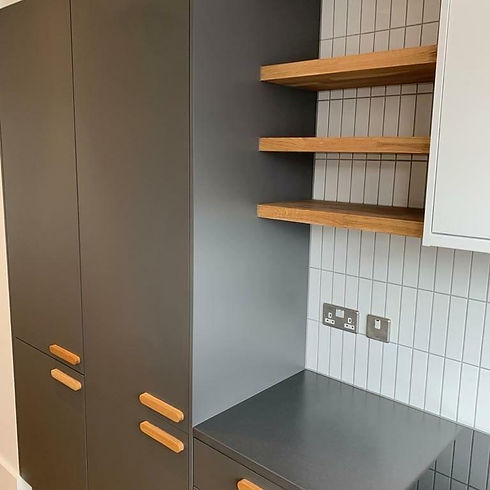 Professional spray painting in a kitchen