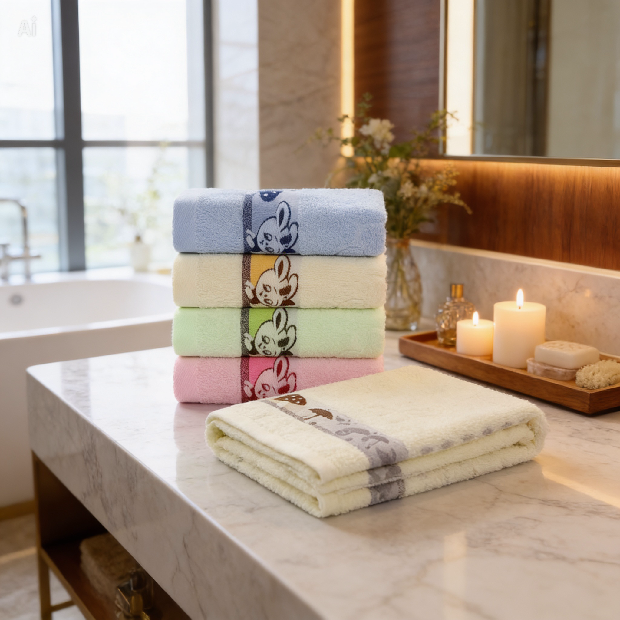 Premium Cotton Towel (75×35cm) — Umbrella Design
