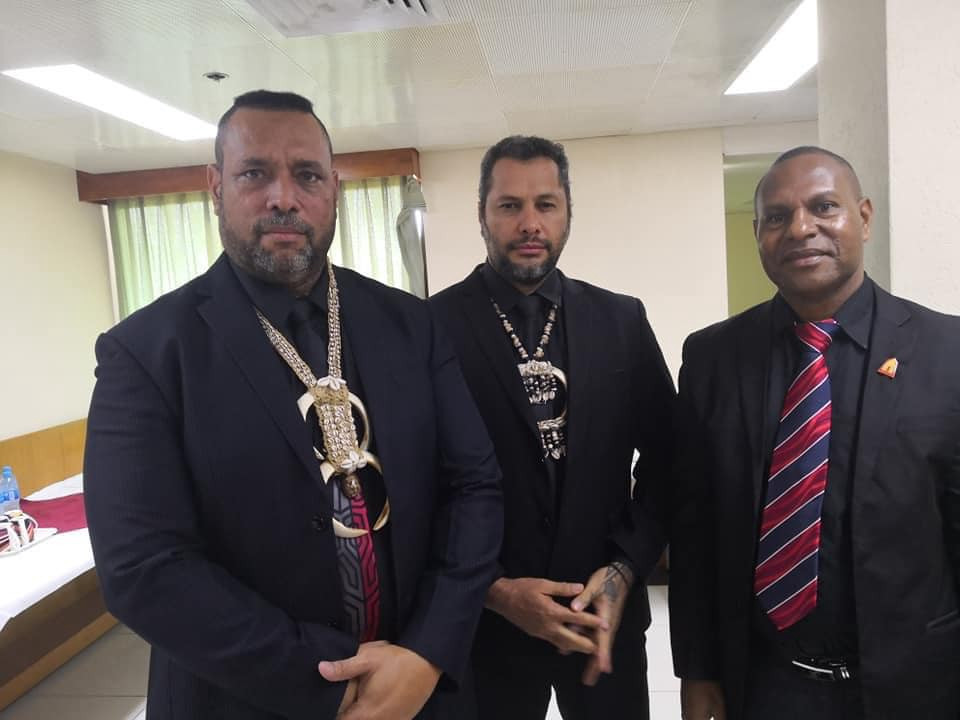 Caption: L–R: East Sepik Province Governor Allan Bird, Oro Governor Gary Juffa, Angoram MP Salio Waipo wearing black to raise awareness on ending violence against women (Photo credit: Namorong Report)