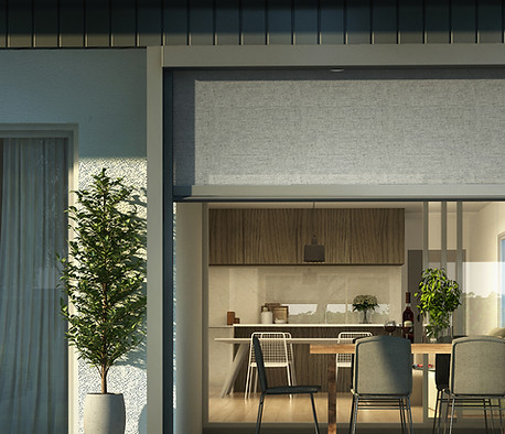 Automated zip shade partition enhancing outdoor space at home