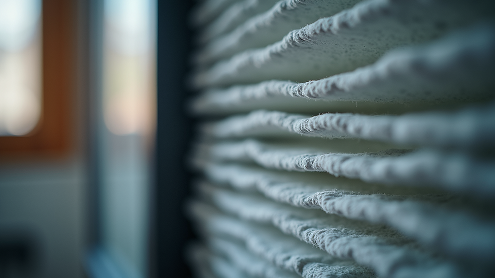 Close-up view of a clean furnace air filter