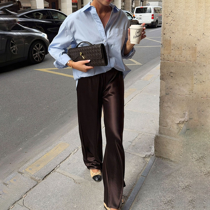 Thumbnail: The Monaco Liquid Satin Wide-Leg Trouser