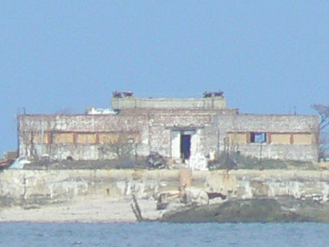 This is a view of the derelict building before we started work at columbia Island.