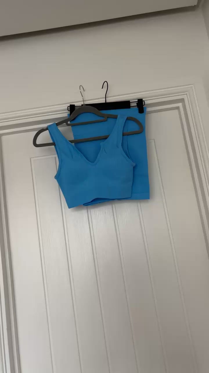 Thumbnail: Low Cut Ribbed Crop Top & Cycling Shorts Set