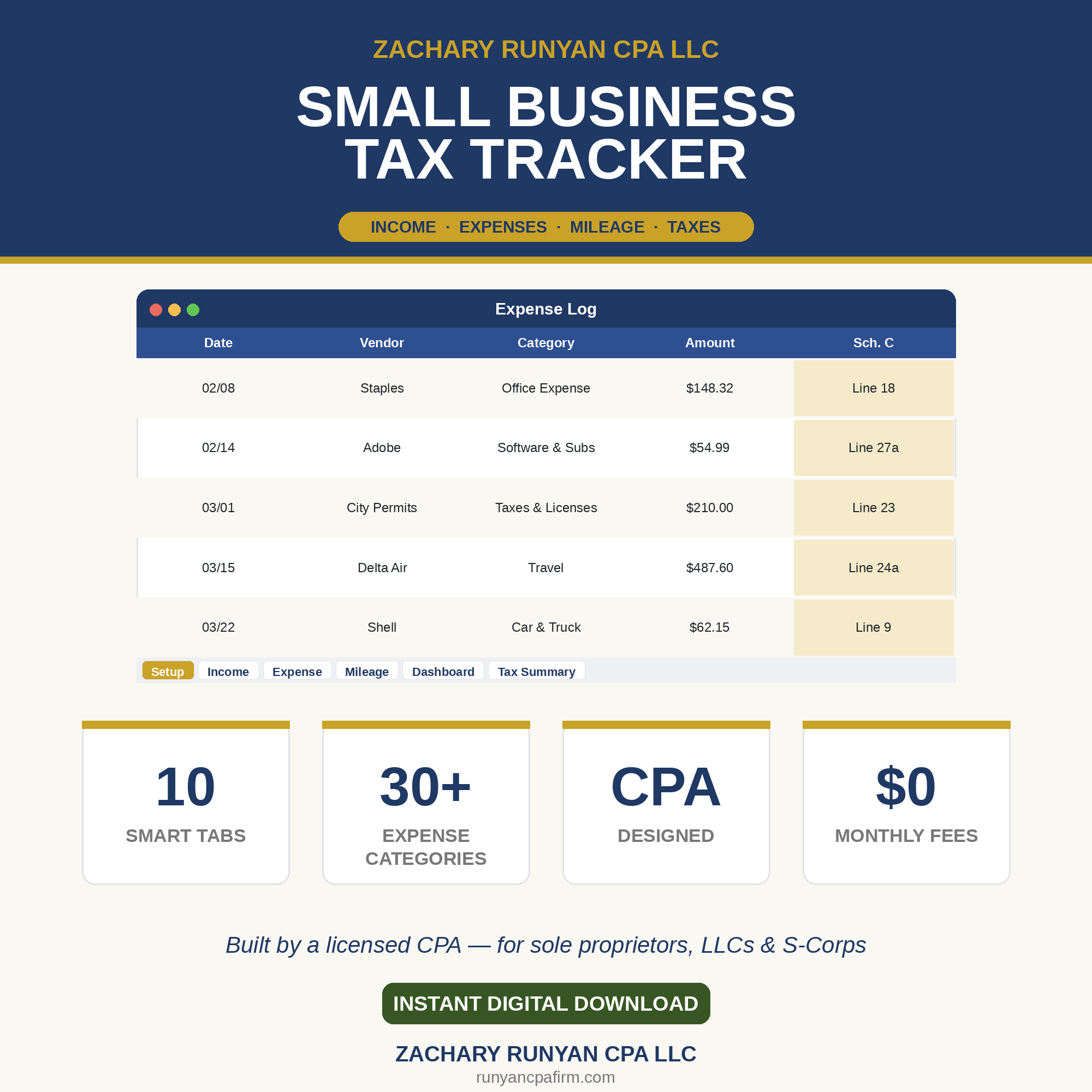 Small Business Income & Expense Tracker