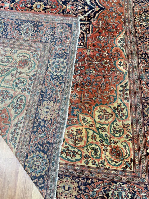 Thumbnail: Antique Persian Farahan Rug, a stunning piece measuring 8'9" x 11'10". Handcrafted with the finest, highest-quality wool,