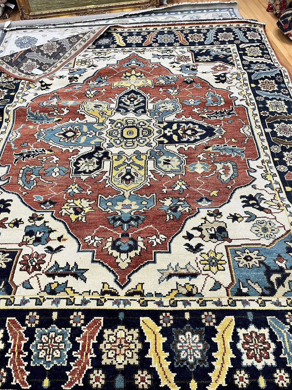 India Serapi Rug 8'2" x 10'1". Hand woven,wool pile and cotton foundation,