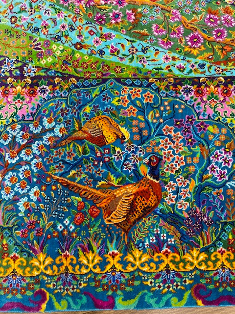 Thumbnail: Persian Silk Qum Rug, sized at 4'4" x 6'10". This hand-woven masterpiece is crafted from pure Silk,