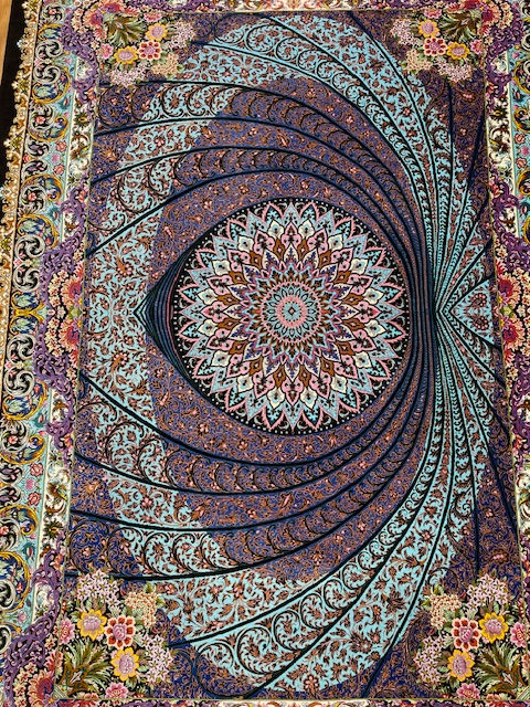 Thumbnail: Persian Silk Qum 4'6" x 6'7" Rug, a masterpiece hand woven from the finest pure Silk. Visit Persian Gallery in Brentwood