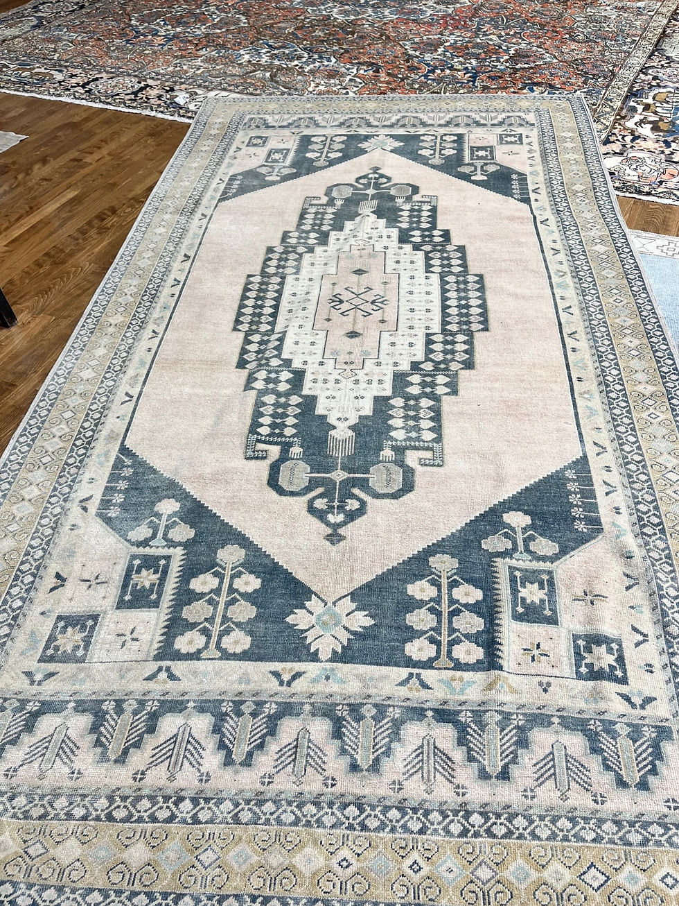 5'10" x 11'7" Turkish Oushak Runner Rug. Hand-woven,wool pile and durable cotton foundation,