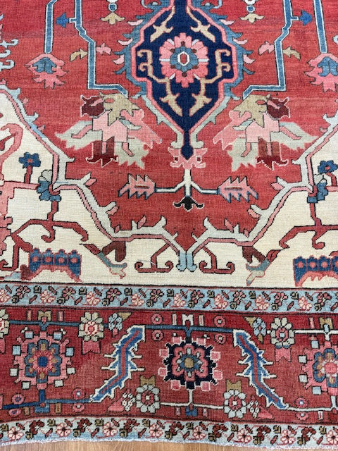 Thumbnail: Persian Serapi Rug, measuring 10'4" x 16'10", antique gem is hand woven from rich wool,