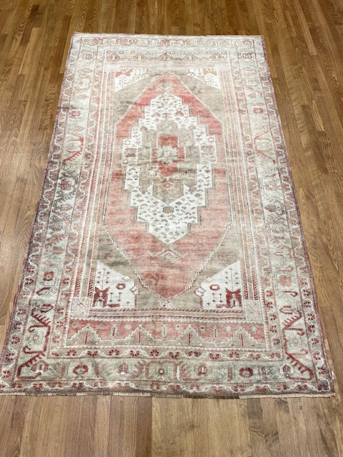 Turkish Oushak Rug 4'9" x 8'2", hand-woven, made from premium wool and cotton.