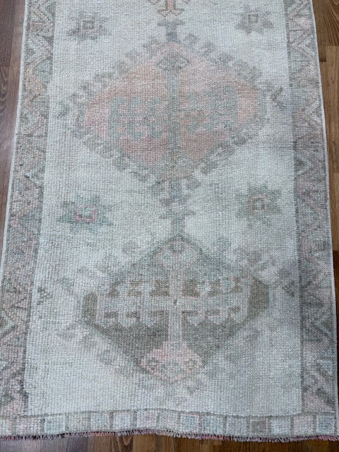 Thumbnail: Turkish Oushak Runner Rug 3' x 10'1". This hand-woven, luxurious wool pile and a durable cotton foundation,