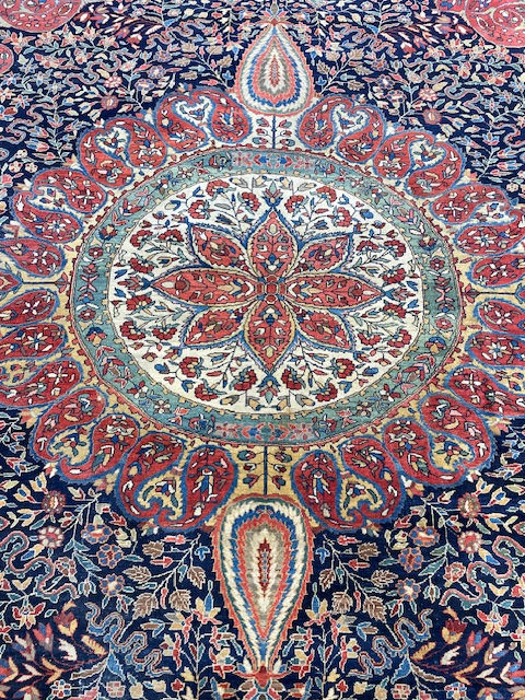 Thumbnail: Persian Farahan Rug, sized at 8'9" x 11'4". This exquisite piece is meticulously hand woven using premium wool and cotton,