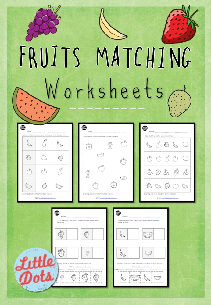 preschool fruits theme matching worksheets and activities