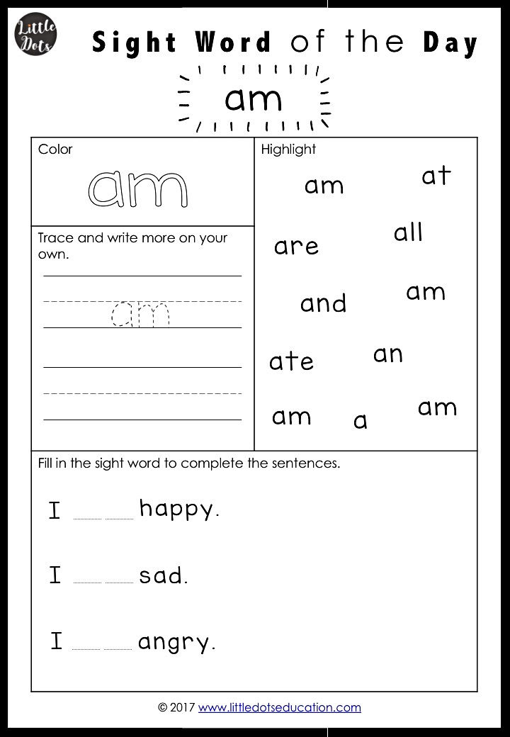 dolch sight words activities primer kindergarten level
