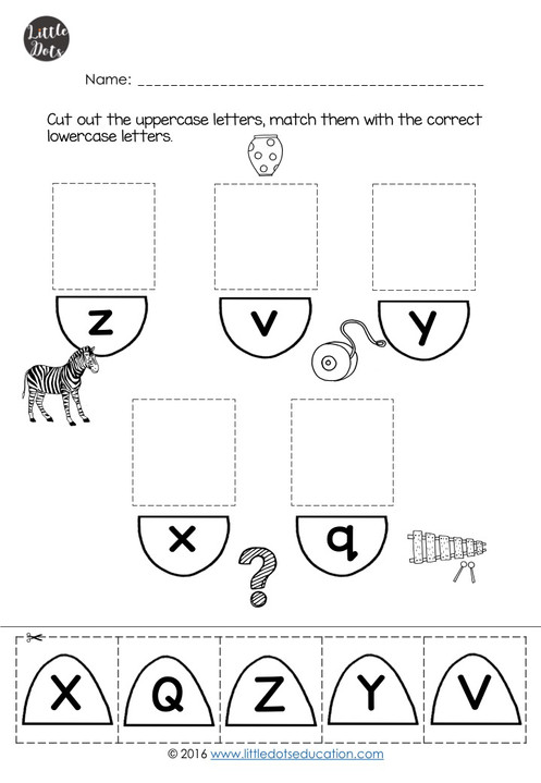 Upper and Lowercase Letters Matching Worksheets