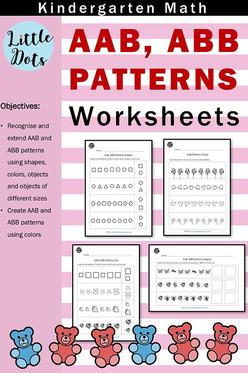 aab abb patterns worksheets for kindergarten