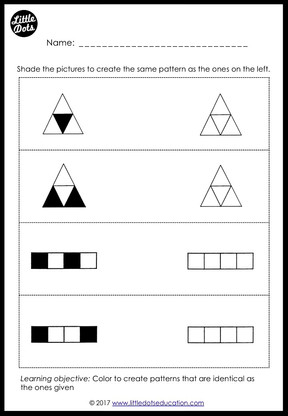 Preschool Patterns Matching Worksheets and Activities